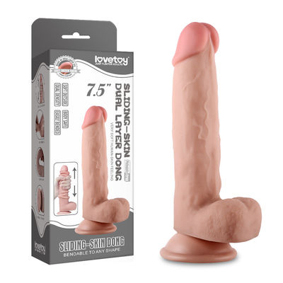 Schieben Haut-Doppelschicht-realistischer Penis Dildo-von lesbischen Masturbations-Analverkehr-Spielwaren