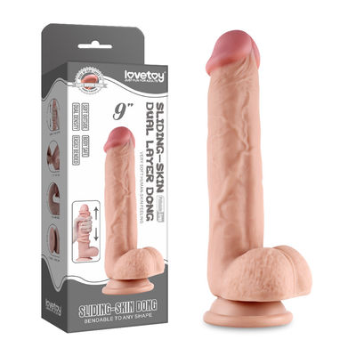 9&quot;, Homosexuelles Haut TPE-Dildo-Sex-Toy Realistic Cock For Womens schiebend lesbisches