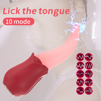 Roter G-Stellen-Vibrator mit der Zunge, die Nippel-Anreger-Vibrator-Sexspielzeug für Frauen leckt