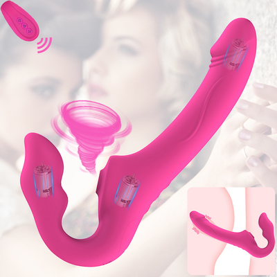 Medizinischer Silikon-Bügel-Ons Sucking Vibrators Skin Friendly-Doppelt-Ende Dildo-Vibrator