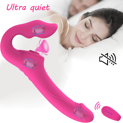Medizinischer Silikon-Bügel-Ons Sucking Vibrators Skin Friendly-Doppelt-Ende Dildo-Vibrator