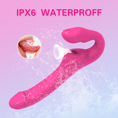 Medizinischer Silikon-Bügel-Ons Sucking Vibrators Skin Friendly-Doppelt-Ende Dildo-Vibrator